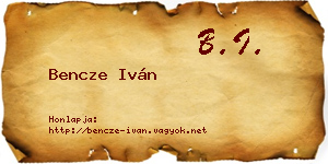 Bencze Iván névjegykártya
