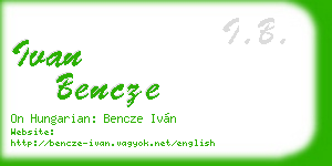 ivan bencze business card